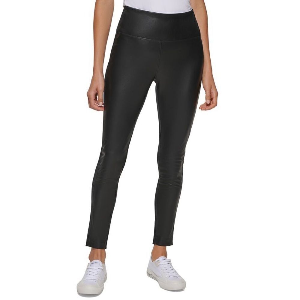 CalvinโKleinโFauxโLeatherโFrontโLeggingโPants